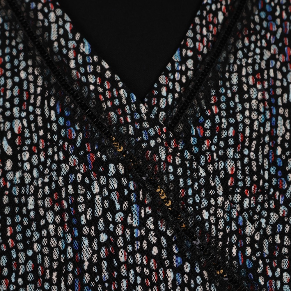 Style & Co Top Womens Large Petite Flutter Sleeve Wrap Dot Print Multicolor - Picture 4 of 12